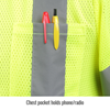 ANSI Class 3 Short Sleeve Hi-Vis Safety Vest, Lime - Chest Pocket